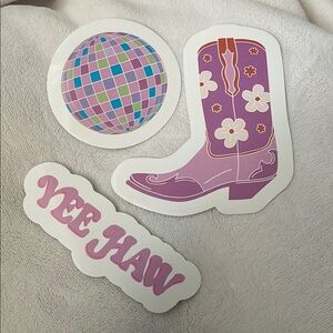 Purple Cowboy Boot and Disco Ball Stickers